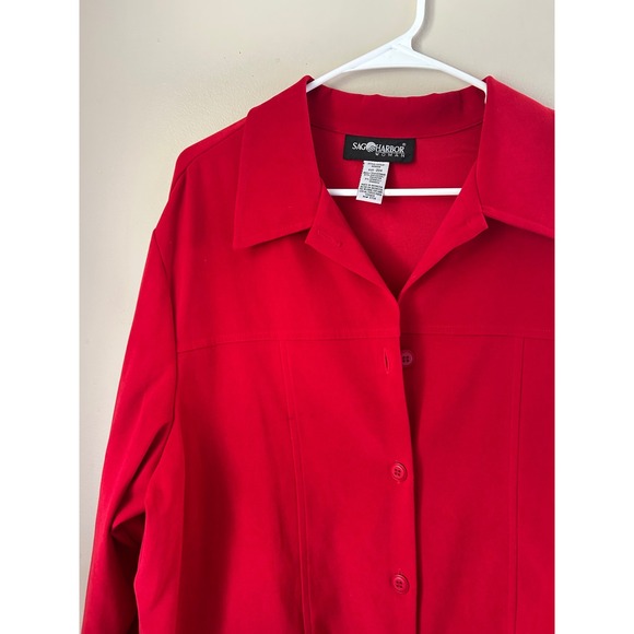 90s Sag Harbor Women's Red‎  Shacket Long Sleeve Top Size 20W Fall Cozy - Picture 3 of 6